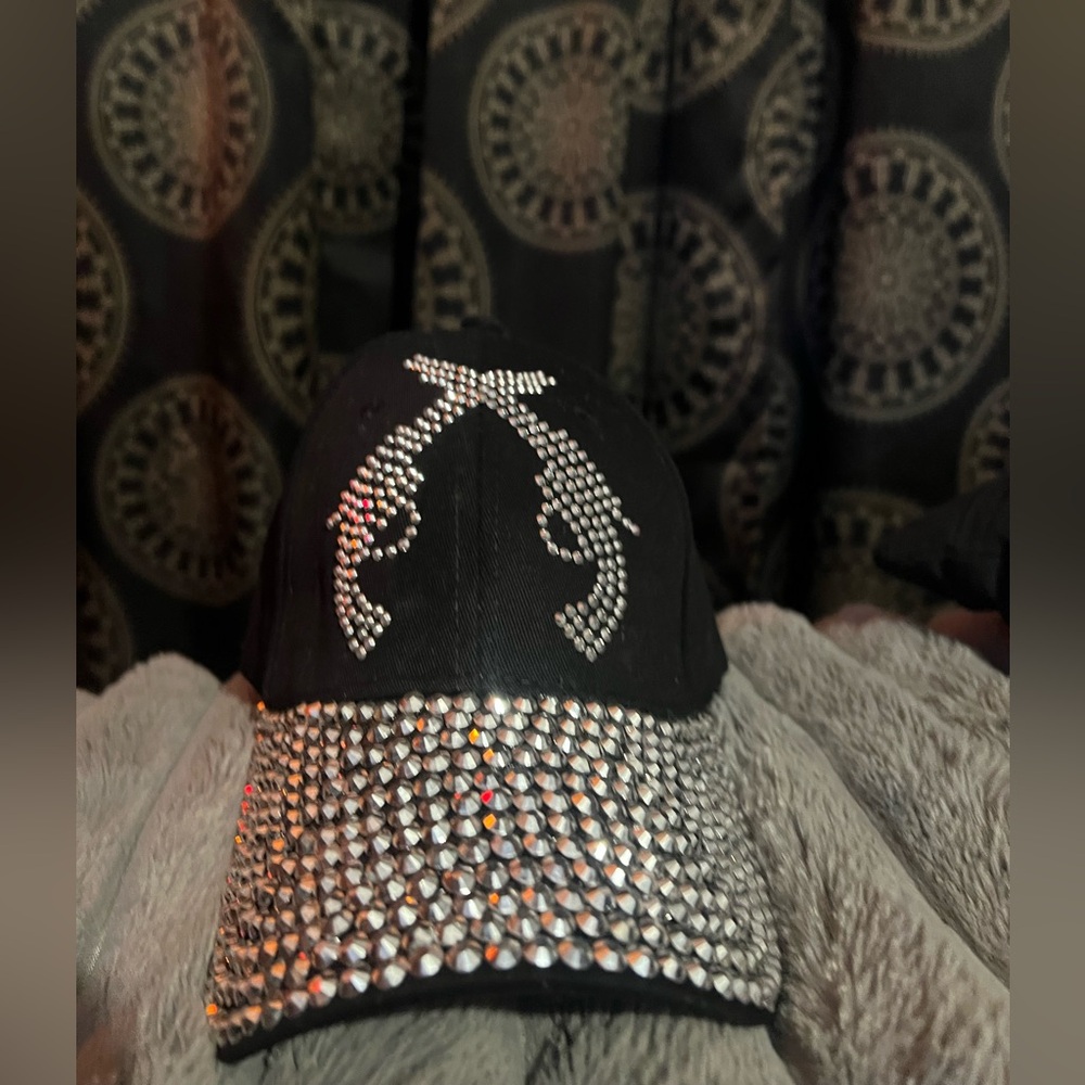 Black and Silver Rhinestone Pistol Hat